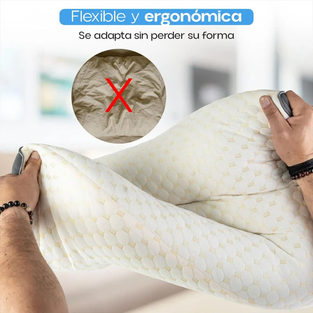 DELUXE ERGONOMIC RELAX Almohada Ortopédica 3d Con Alineación Cervical Perfecta, te brinda las mejores noches de descanso.